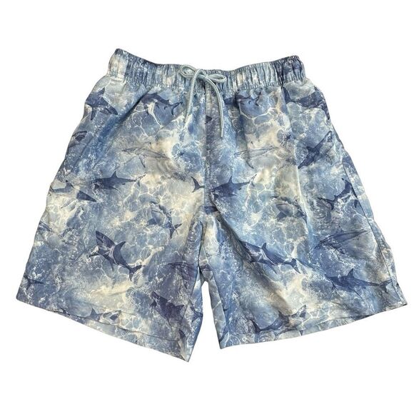 ROKKA ROLLA Quick Dry Mesh Lined Blue Shark Swim Trunks Size Small - Picture 9 of 14